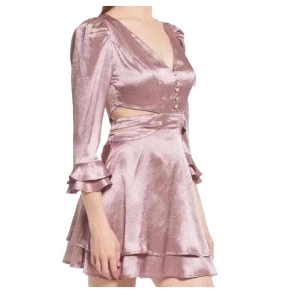 Anthropologie Rahi Lustrous Rose Pink Cut-out Silk Dress